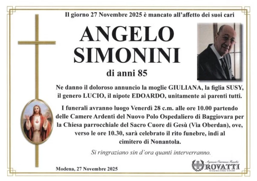 Manifesto lutto Angelo Simonini