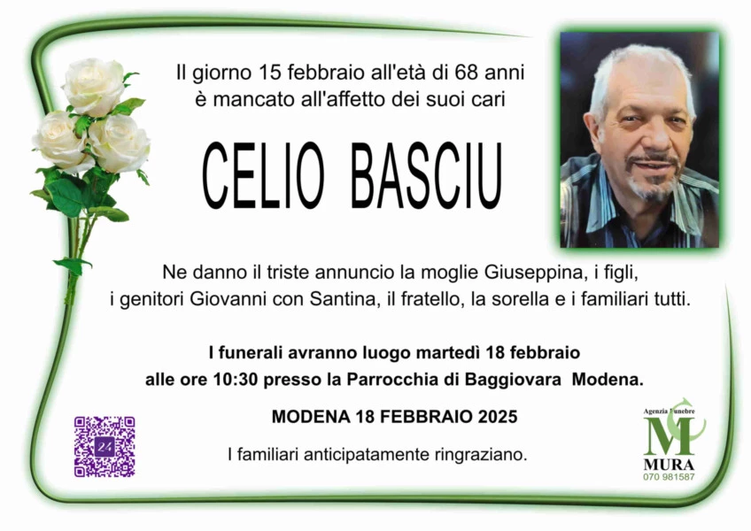 Manifesto lutto Celio Basciu
