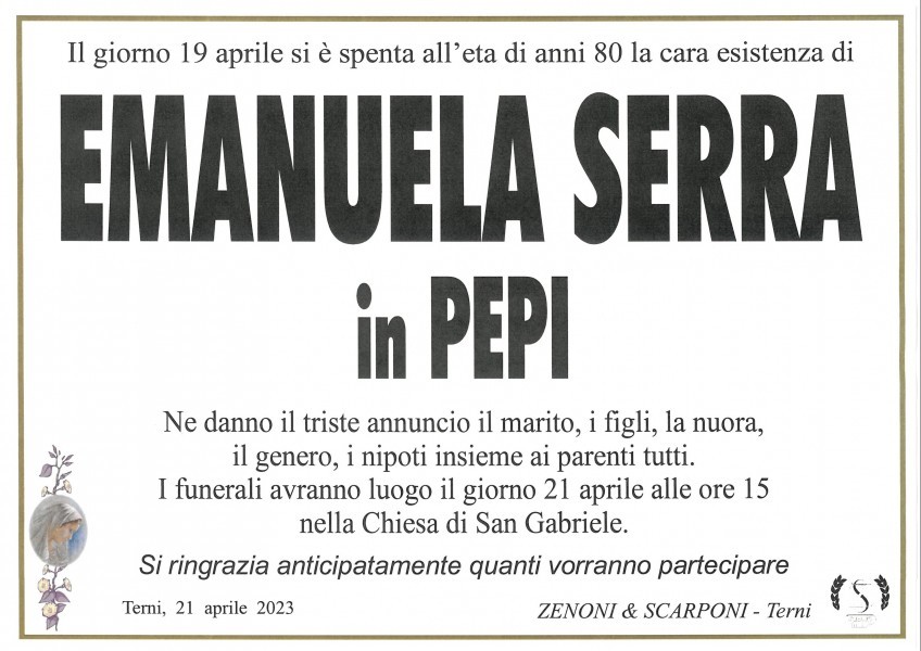 Manifesto lutto Emanuela Serra