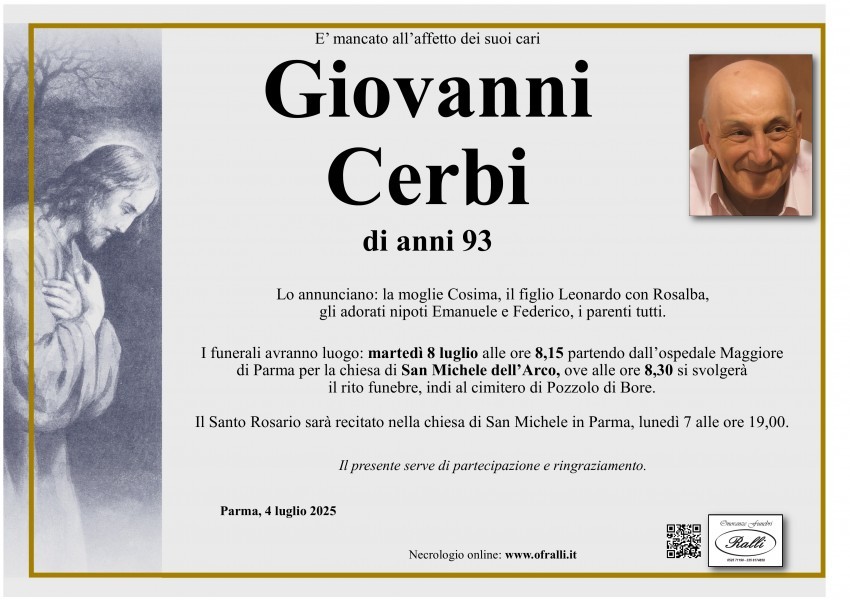 Manifesto lutto Giovanni Cerbi