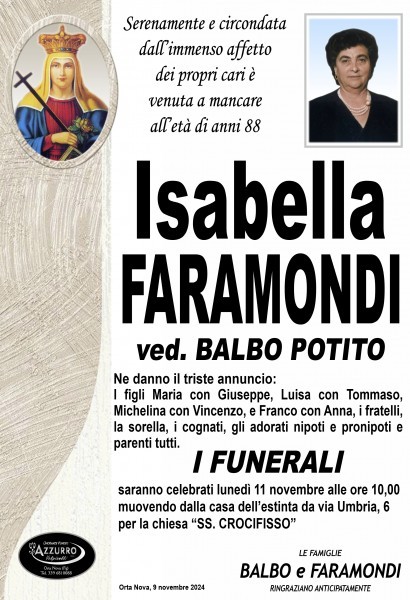 Manifesto lutto Isabella Faramondi