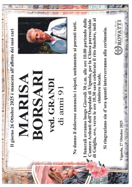 Manifesto lutto Marisa Borsari