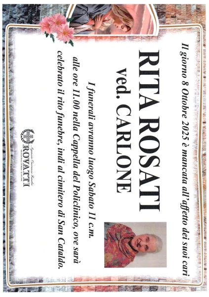 Manifesto lutto Rita Rosati