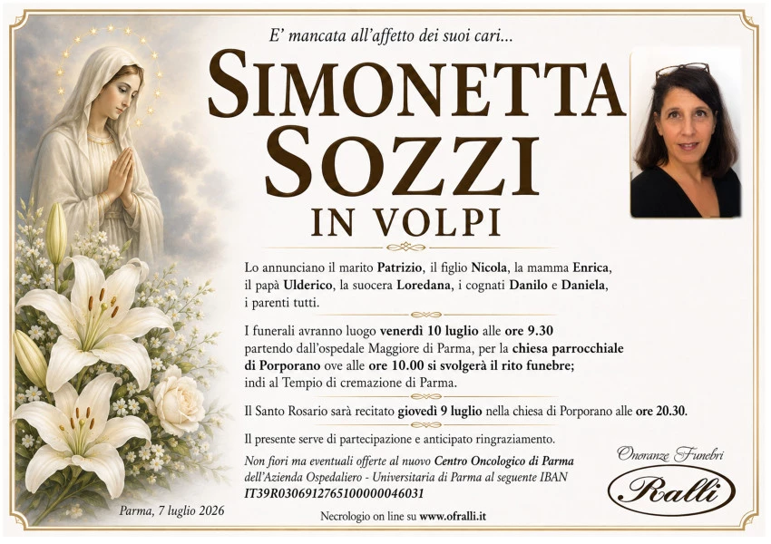 Manifesto lutto Simonetta Sozzi
