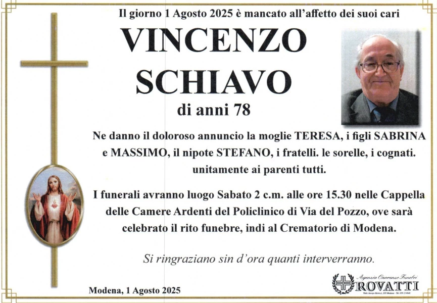 Manifesto lutto Vincenzo Schiavo